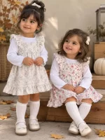 پیراهن دوتیکه دامنی گلدار